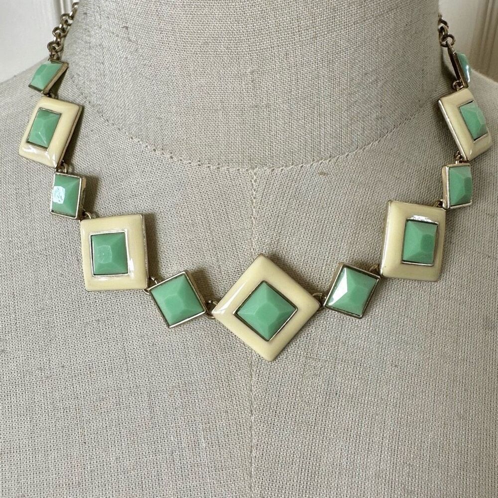 Green and cream statement necklace